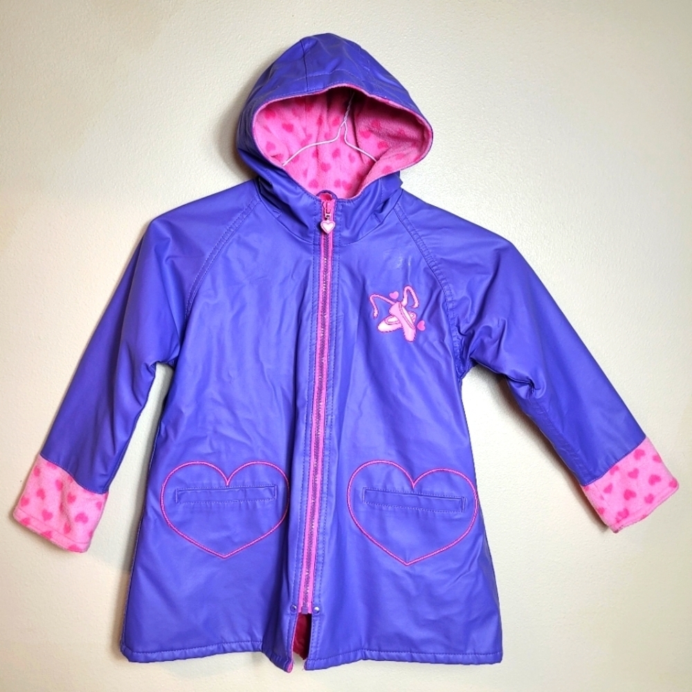 Kids ballerina rain jacket size 4 girls hurt girl's purple coat